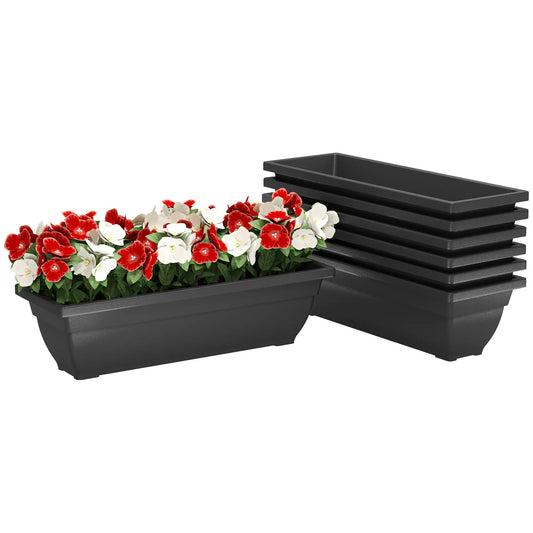 Rectangular Flower Pots, 7 Pack 23 Inches, Garden Planters, Black Garden Accessories Black at Gallery Canada