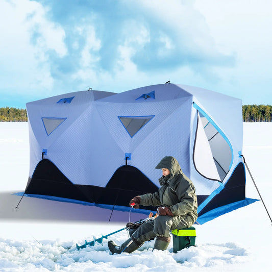 8-Person Insulated Ice Fishing Tent, Ventilation Windows, Carry Bag, -22℉, Blue Ice Fishing Tents Light Blue at Gallery Canada