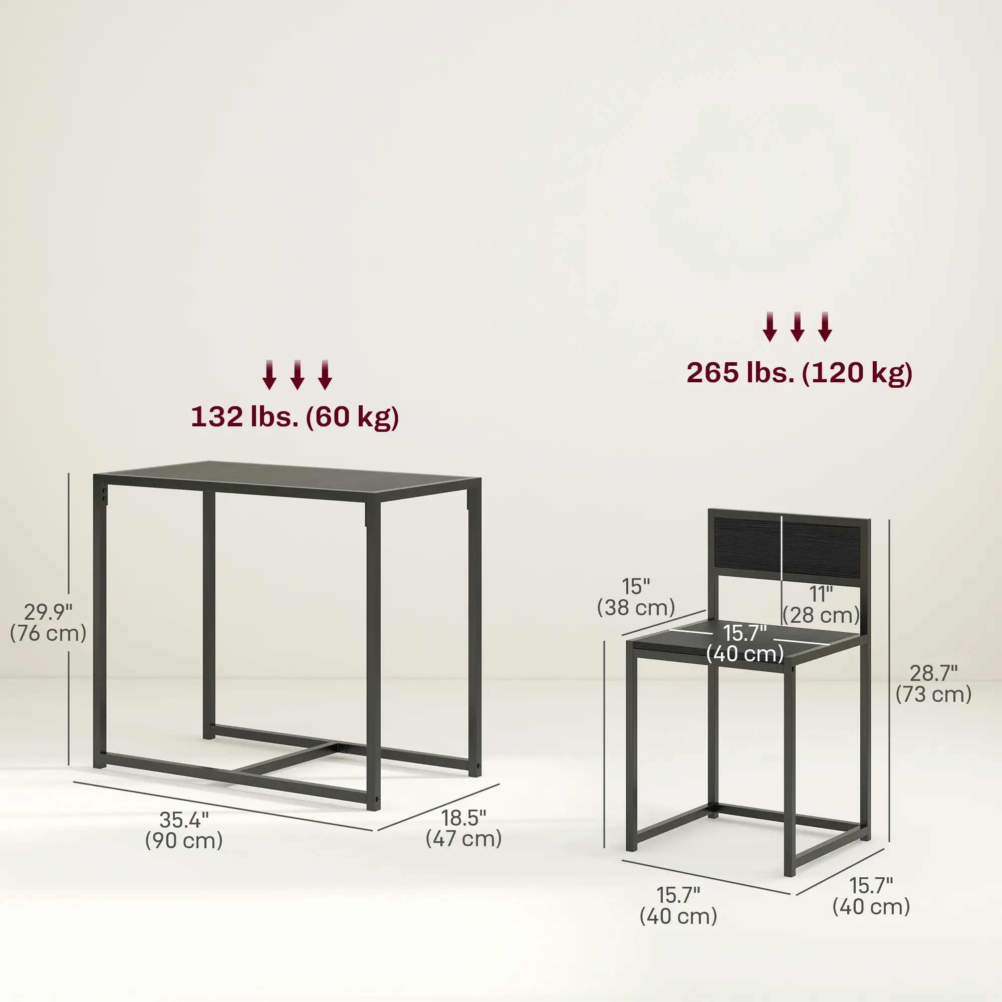 Industrial Dining Table Set for 2, Kitchen Table and Chairs, Small Space Bar Sets at Gallery Canada