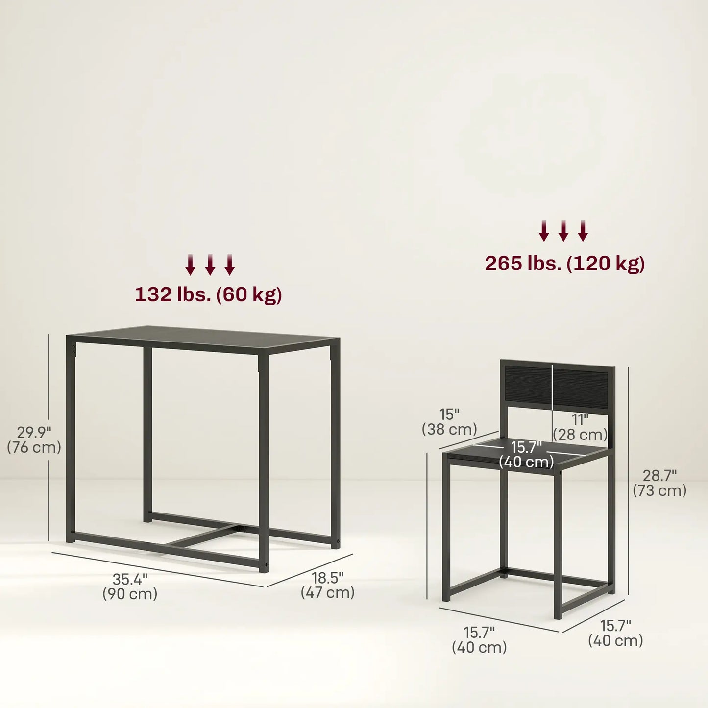 Industrial Dining Table Set for 2, Kitchen Table and Chairs, Small Space Bar Sets at Gallery Canada