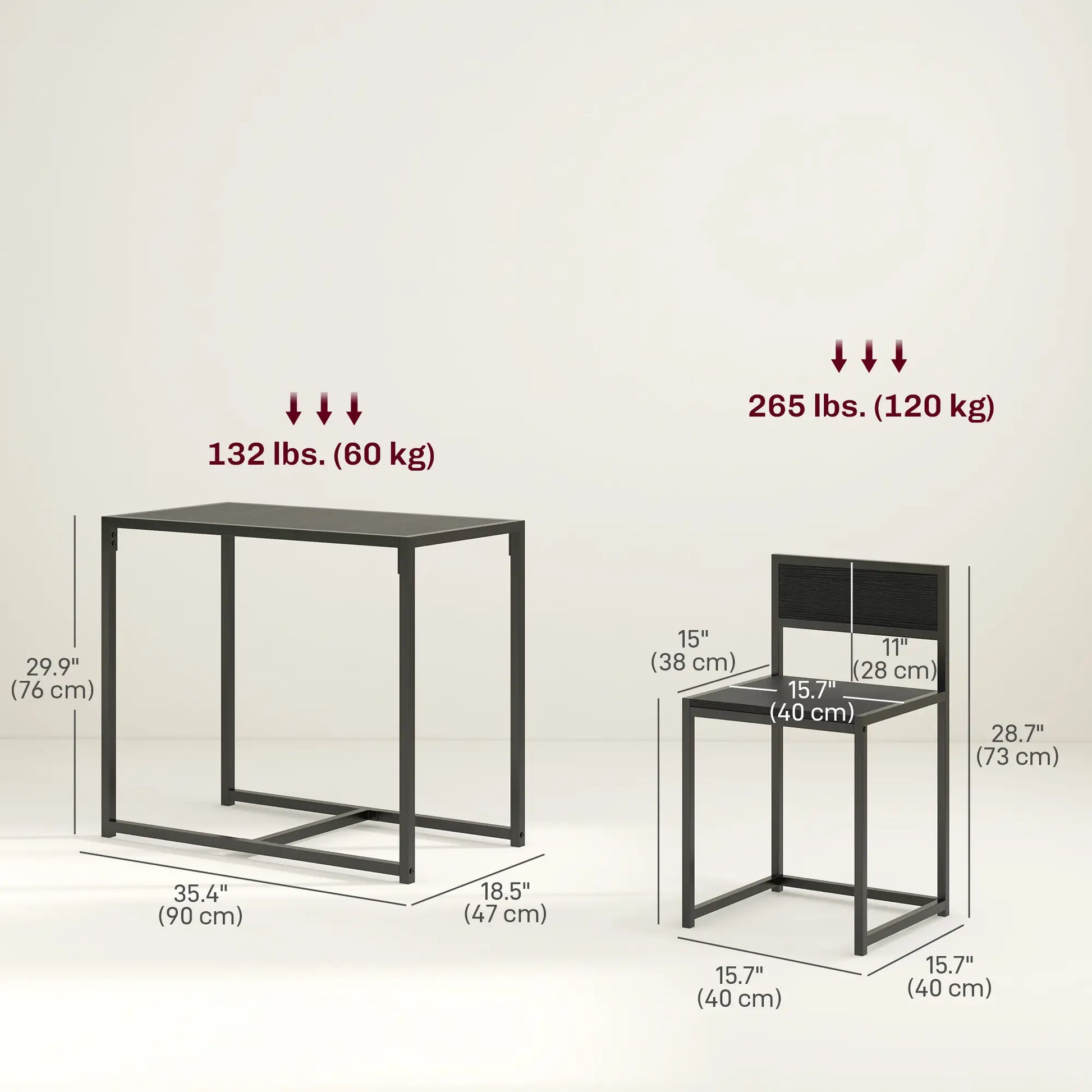 Industrial Dining Table Set for 2, Kitchen Table and Chairs, Small Space Bar Sets at Gallery Canada