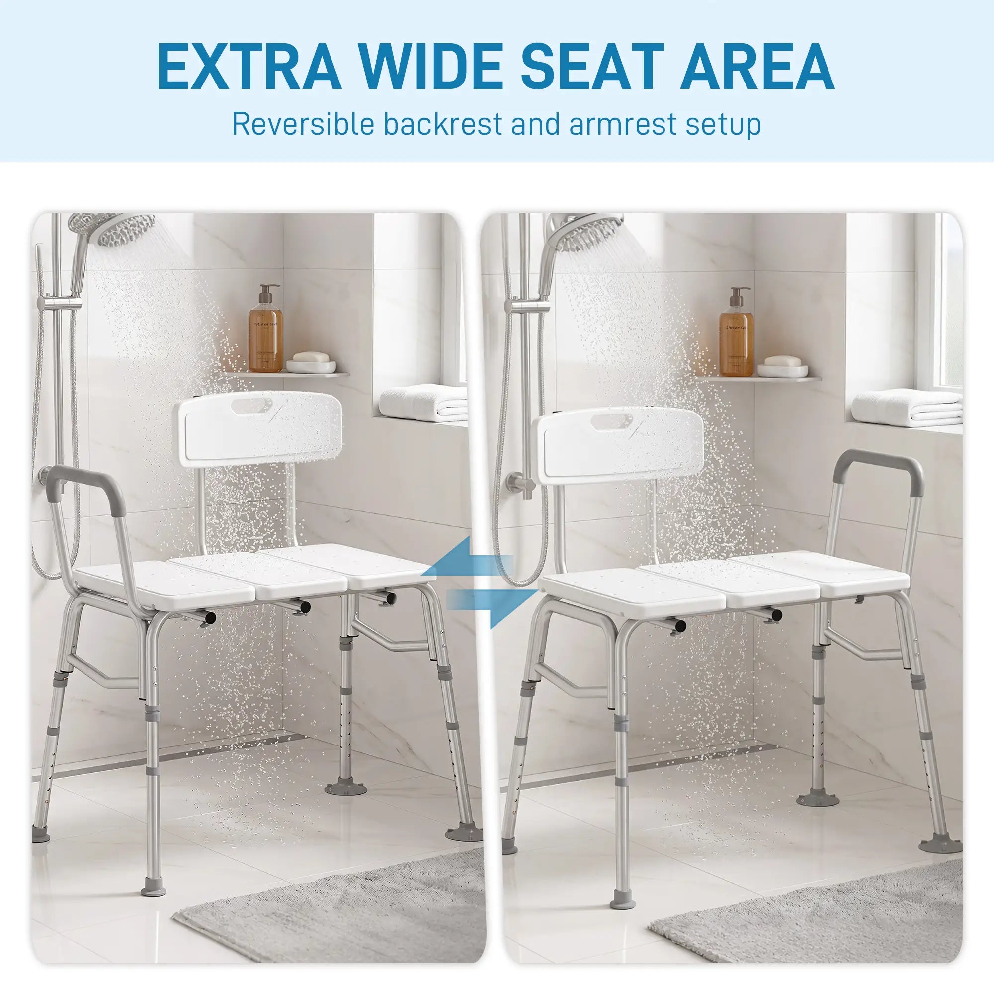 Tub Transfer Bench with Arm, Back, Shower Chair, White Bath Chairs at Gallery Canada