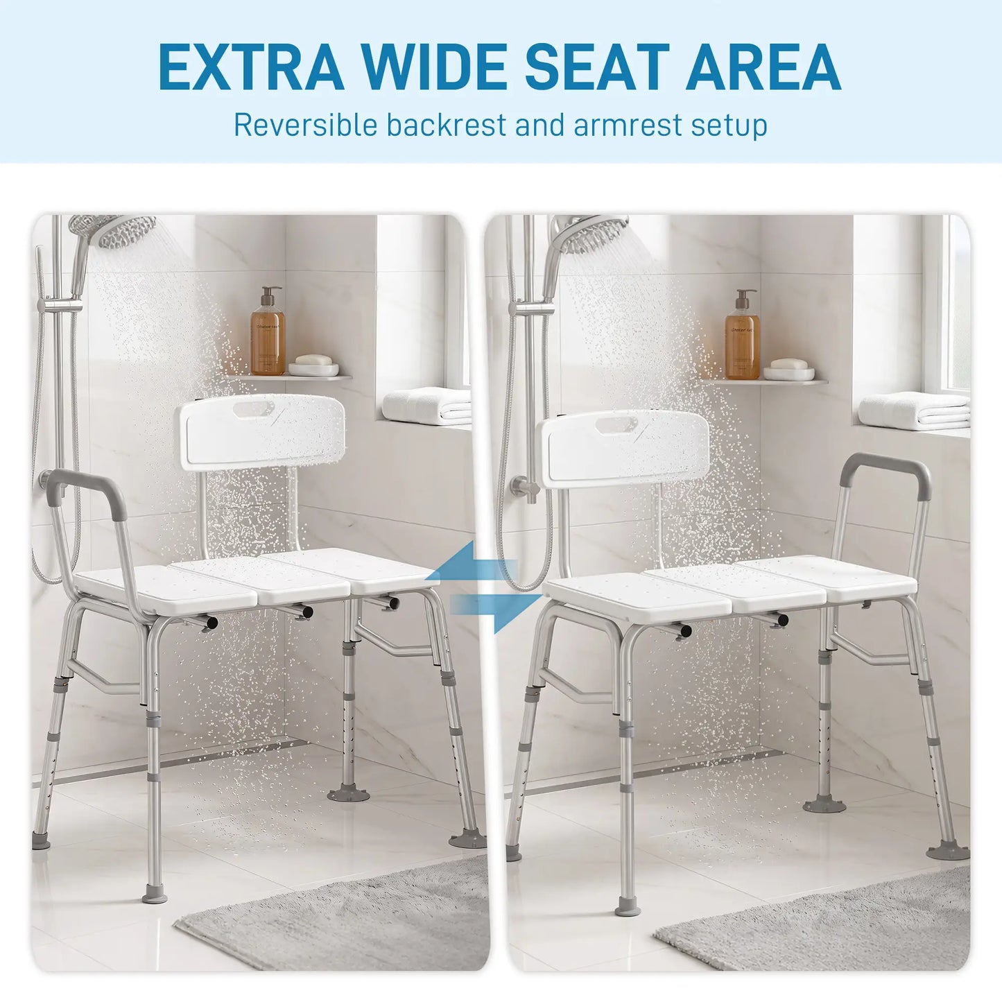 Tub Transfer Bench with Arm, Back, Shower Chair, White Bath Chairs at Gallery Canada