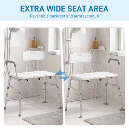 Tub Transfer Bench with Arm, Back, Shower Chair, White Bath Chairs at Gallery Canada