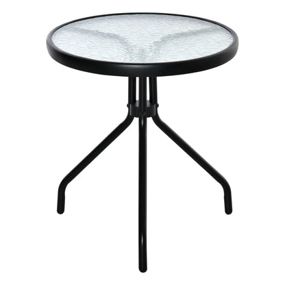 20" Round Outdoor End Table, Tempered Glass Top, Black Patio Side Tables Black, Clear at Gallery Canada