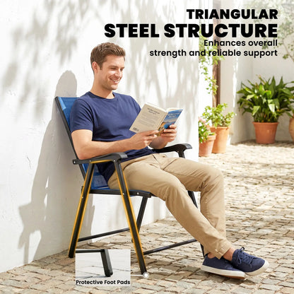 Folding Patio Chairs Set Of 2, High Back Outdoor Dining Chairs, Blue Patio Chairs at Gallery Canada