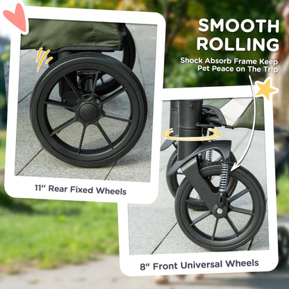 Foldable Pet Stroller, Large Dogs, Four Big Wheels, Dark Green Dog Bike Trailers & Strollers at Gallery Canada