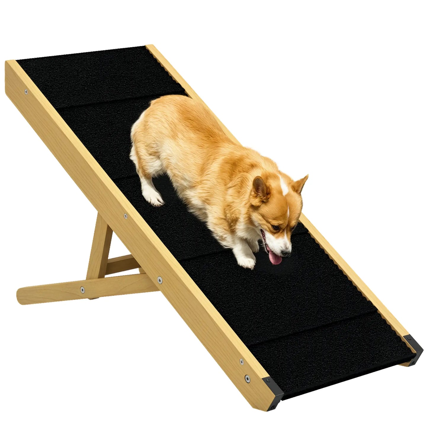 33 Foldable Dog Ramp, 4-Level Adjustable, Natural Wood Dog Stairs at Gallery Canada