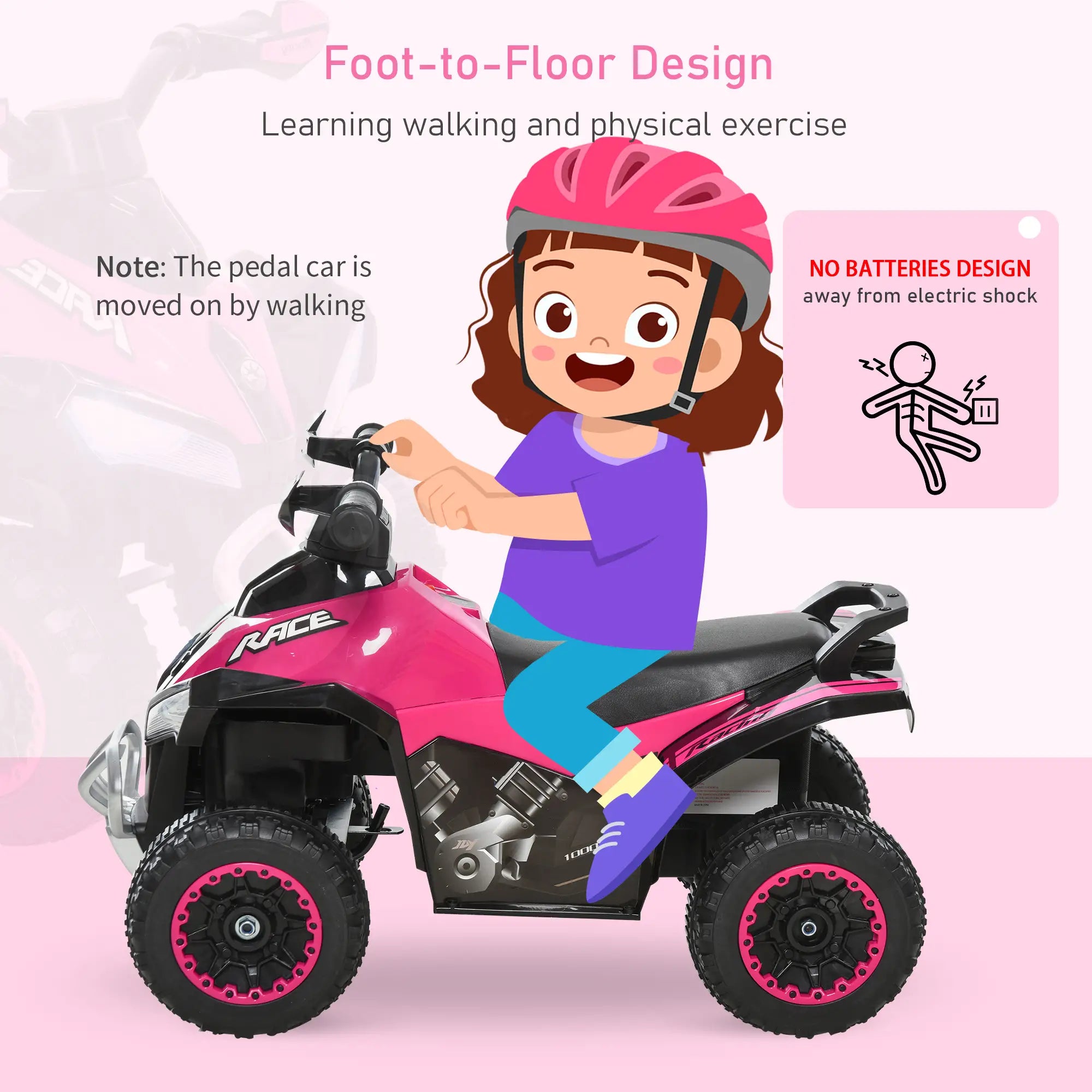 4 Wheels Ride on Toy for Kids, Foot To Floor Slider, 18-36 Months, Pink Push Cars for Toddlers at Gallery Canada