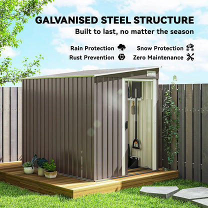 5'x7' Lean To Galvanized Metal Shed, Garden Storage, Light Grey Sheds at Gallery Canada