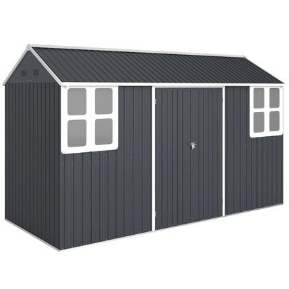12' x 5.5' Metal Garden Shed, Outdoor Storage, Lockable Door, Dark Grey Sheds at Gallery Canada