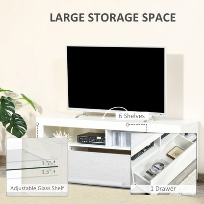 TV Stand for 55-Inch TVs, LED Lights, Remote Control, Storage Drawer, White TV Stands at Gallery Canada