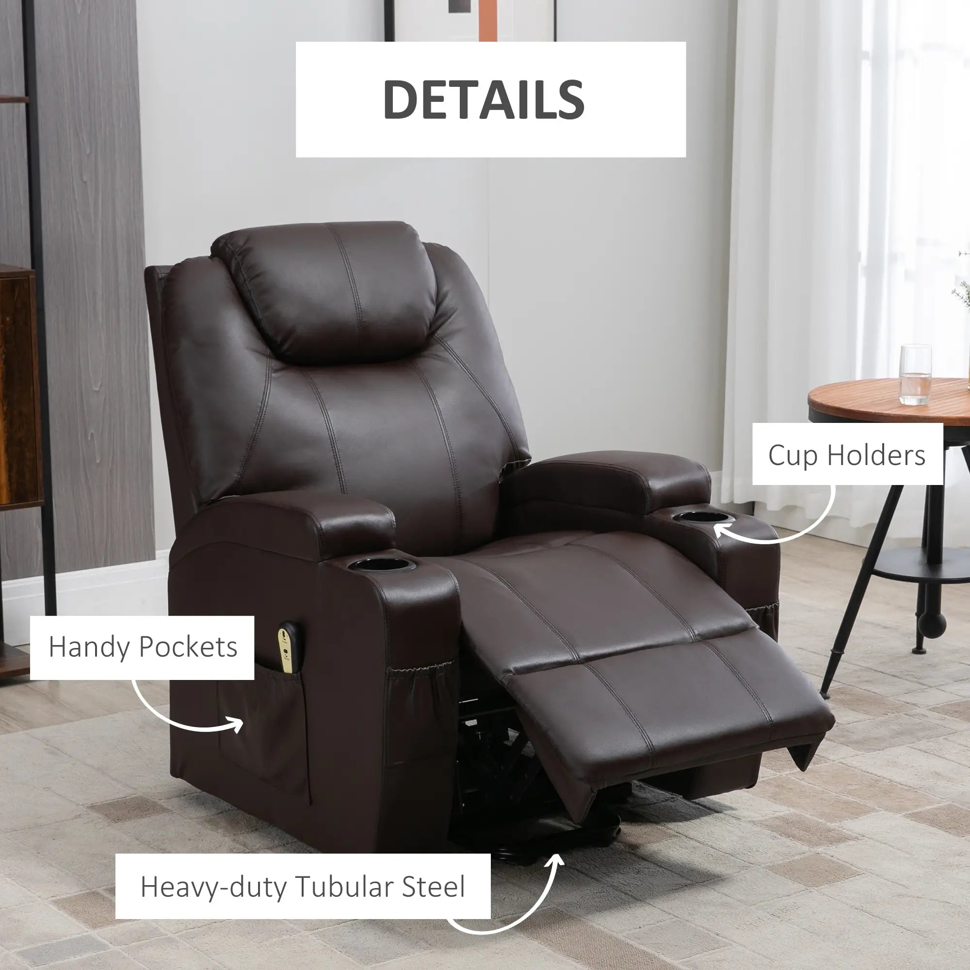 Power Lift Recliner Chair, PU Leather, Remote Control, Brown Electric Power Lift Chairs at Gallery Canada