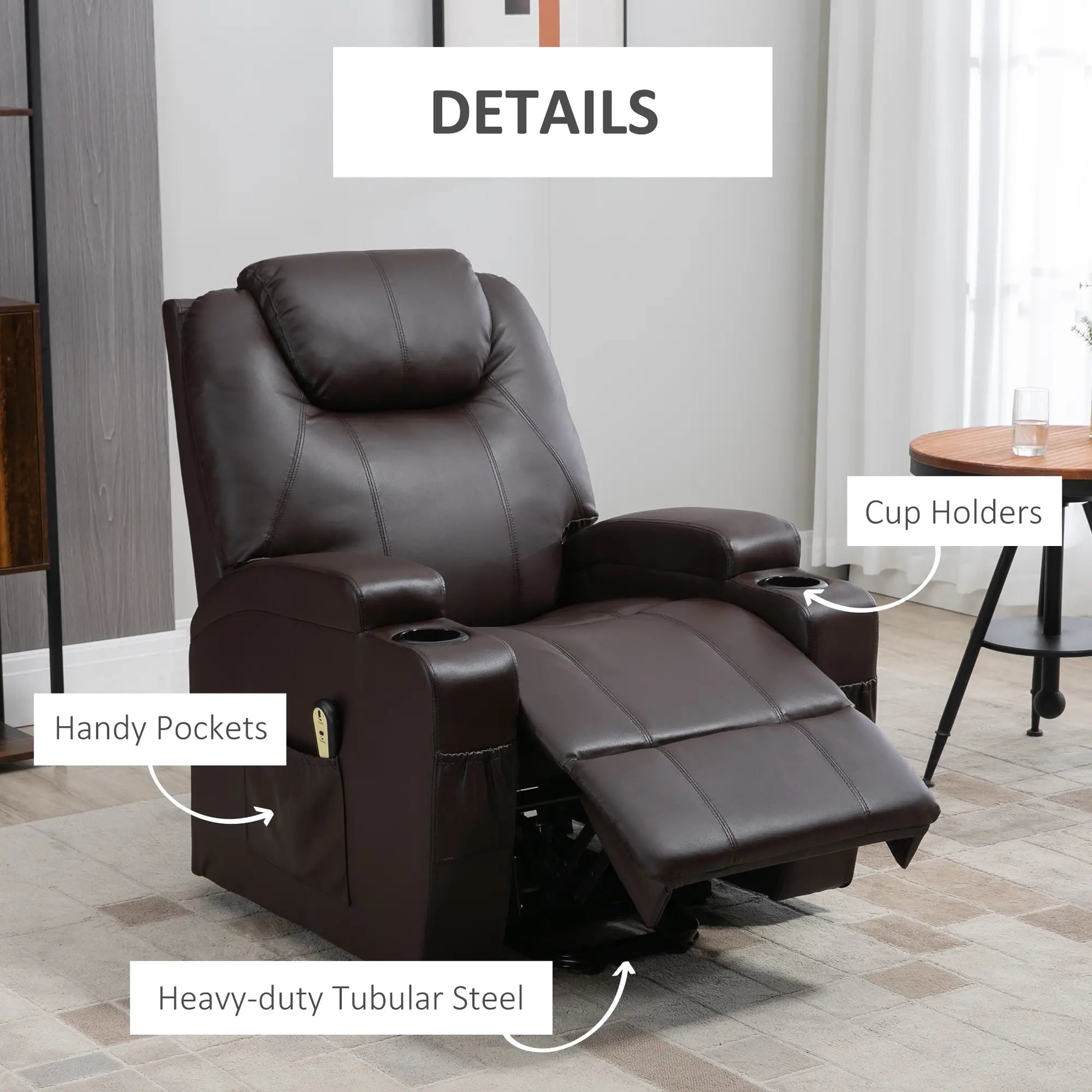 Power Lift Recliner Chair, PU Leather, Remote Control, Brown Electric Power Lift Chairs at Gallery Canada