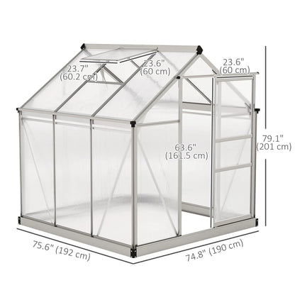 6' x 6' x 6.6' Polycarbonate Greenhouse, Walk-In Garden Kit, Silver Walk In Greenhouses at Gallery Canada