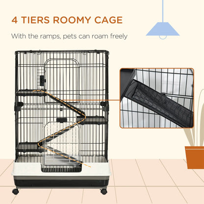 45"H 4-Level Rabbit Hutch, Universal Wheels, Slide-Out Tray, Black Houses & Habitats at Gallery Canada