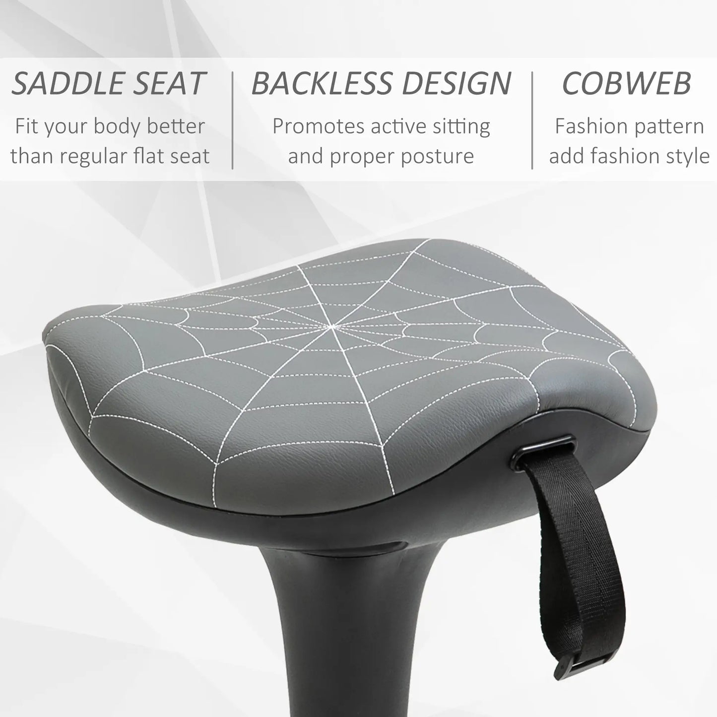 Backless Wobble Stool, Adjustable Standing Desk Chair, Grey Task Chairs at Gallery Canada