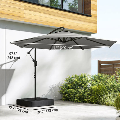 9.6 ft Offset Patio Umbrella, With Sandbag And 360° Rotation, Grey Offset Cantilever Umbrellas at Gallery Canada