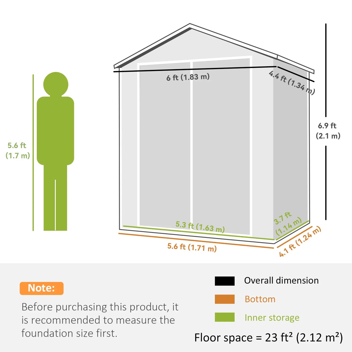 6x4.5FT Plastic Shed, Lockable Garden Tool Storage With Double Doors, Grey Sheds at Gallery Canada