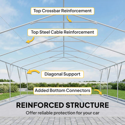 20' x 20' Heavy Duty Carport, Portable Garage Canopy Tent, Dark Grey Car Shelters at Gallery Canada