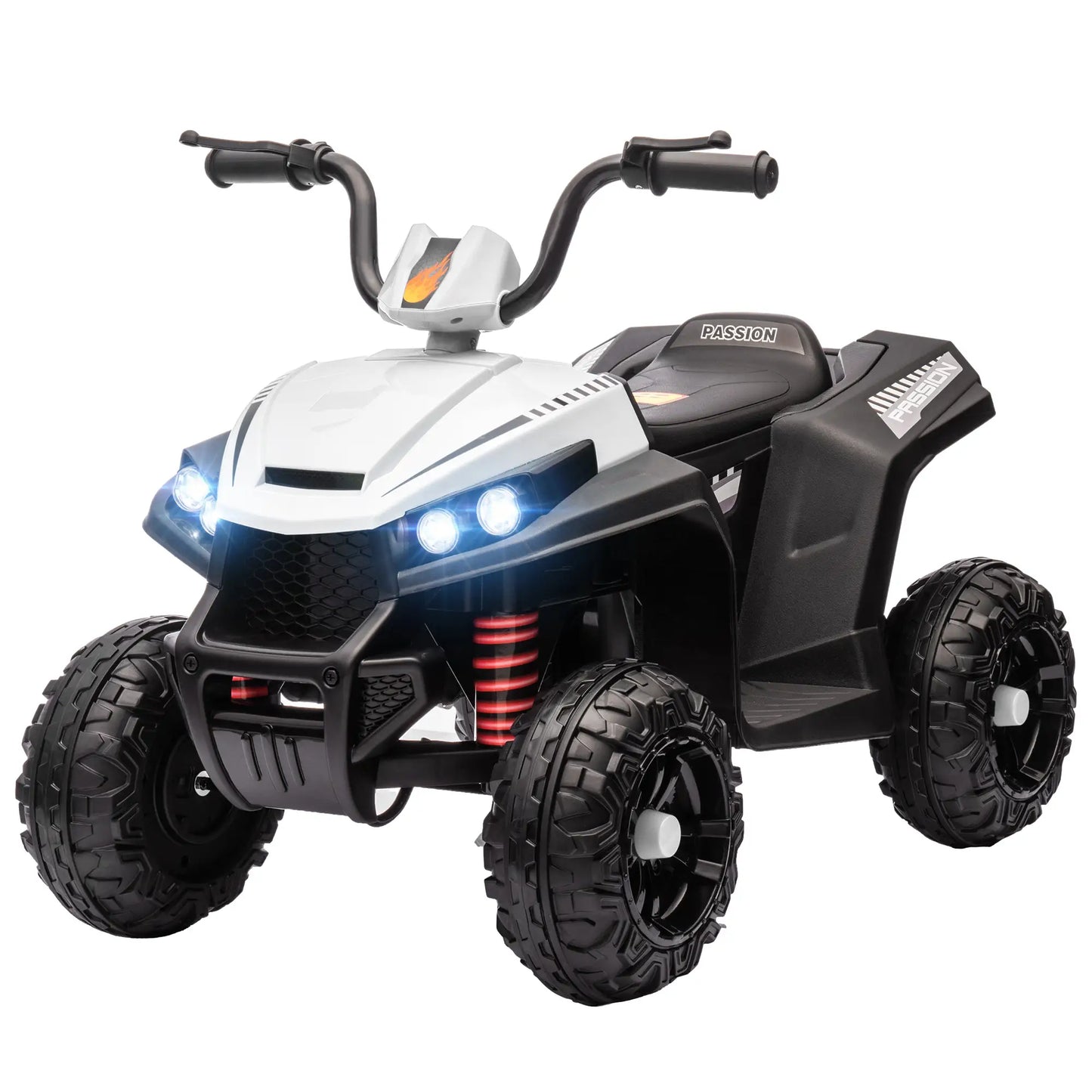 12V Kids ATV, Four Wheels, Spring Suspension, LED Light, MP3, White Electric Ride On Toys White at Gallery Canada