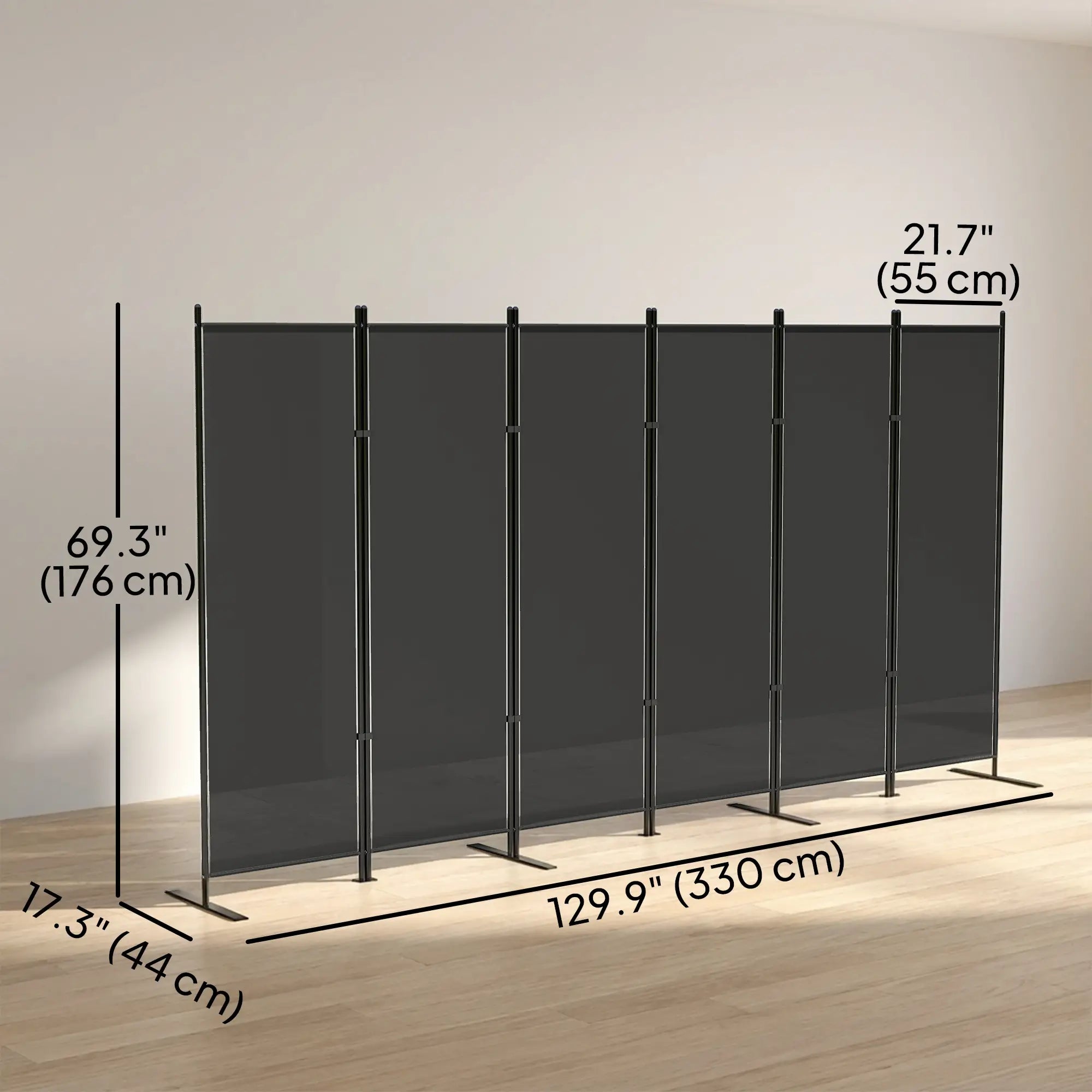 6 Ft Room Divider, Folding Privacy Screen, Charcoal Grey Room Dividers at Gallery Canada