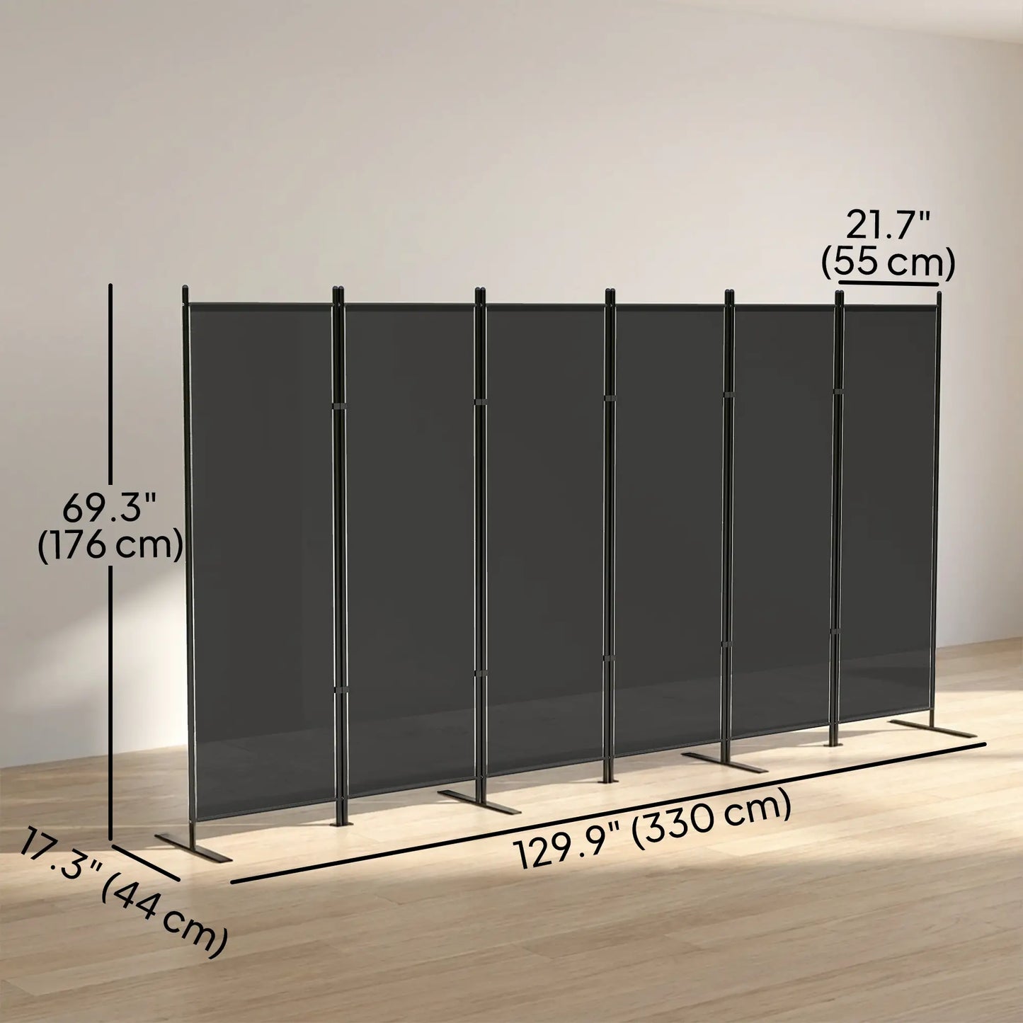 6 Ft Room Divider, Folding Privacy Screen, Charcoal Grey Room Dividers at Gallery Canada