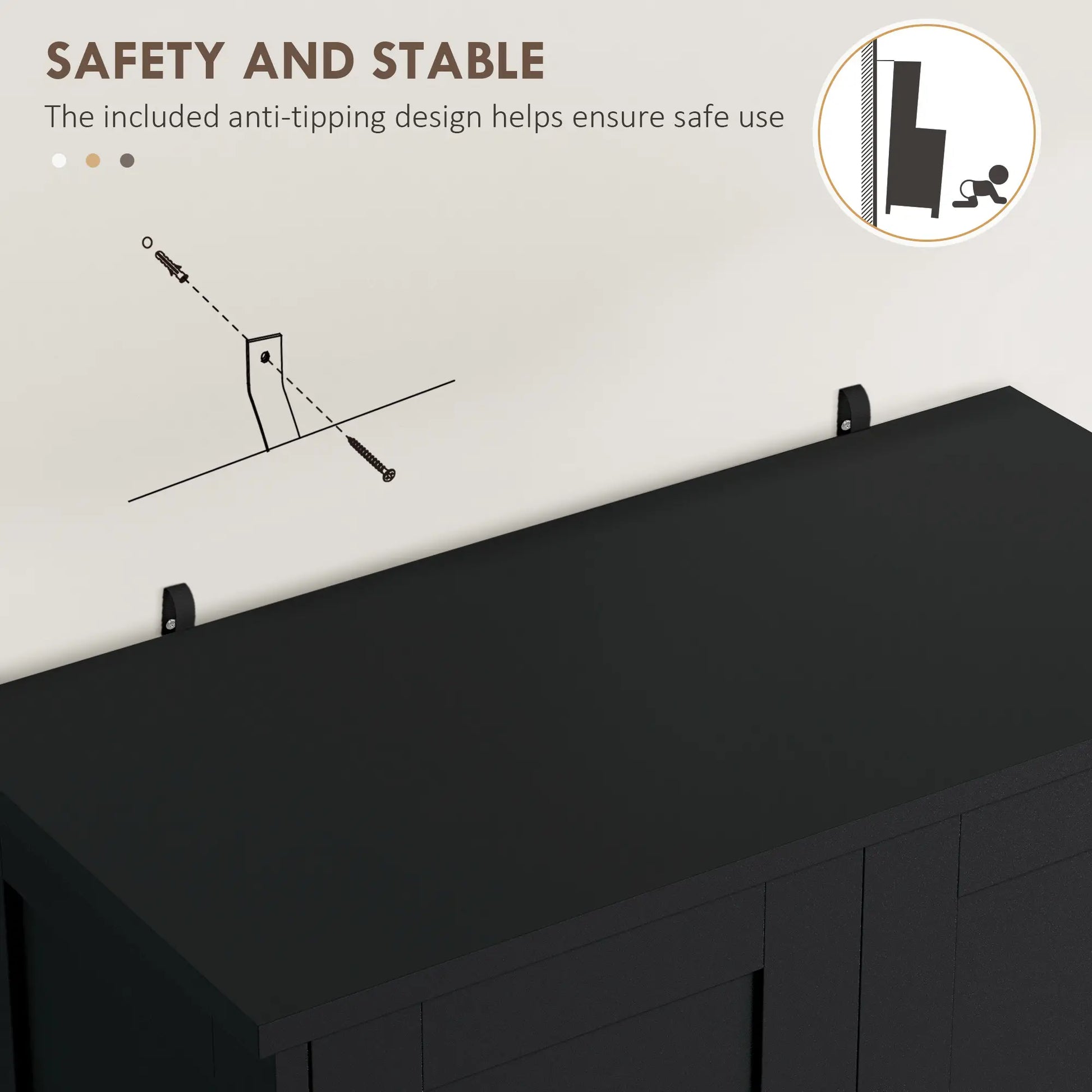 50.5" Kitchen Cabinet, 4 Doors, Drawer, Adjustable Shelf, Black Kitchen Pantry Cabinets at Gallery Canada