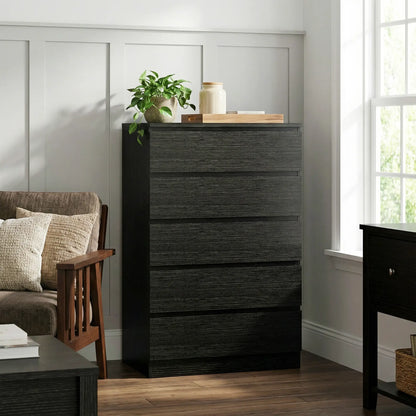 5 Drawer Dresser, Modern Chest for Bedroom, Black Storage Cabinets at Gallery Canada