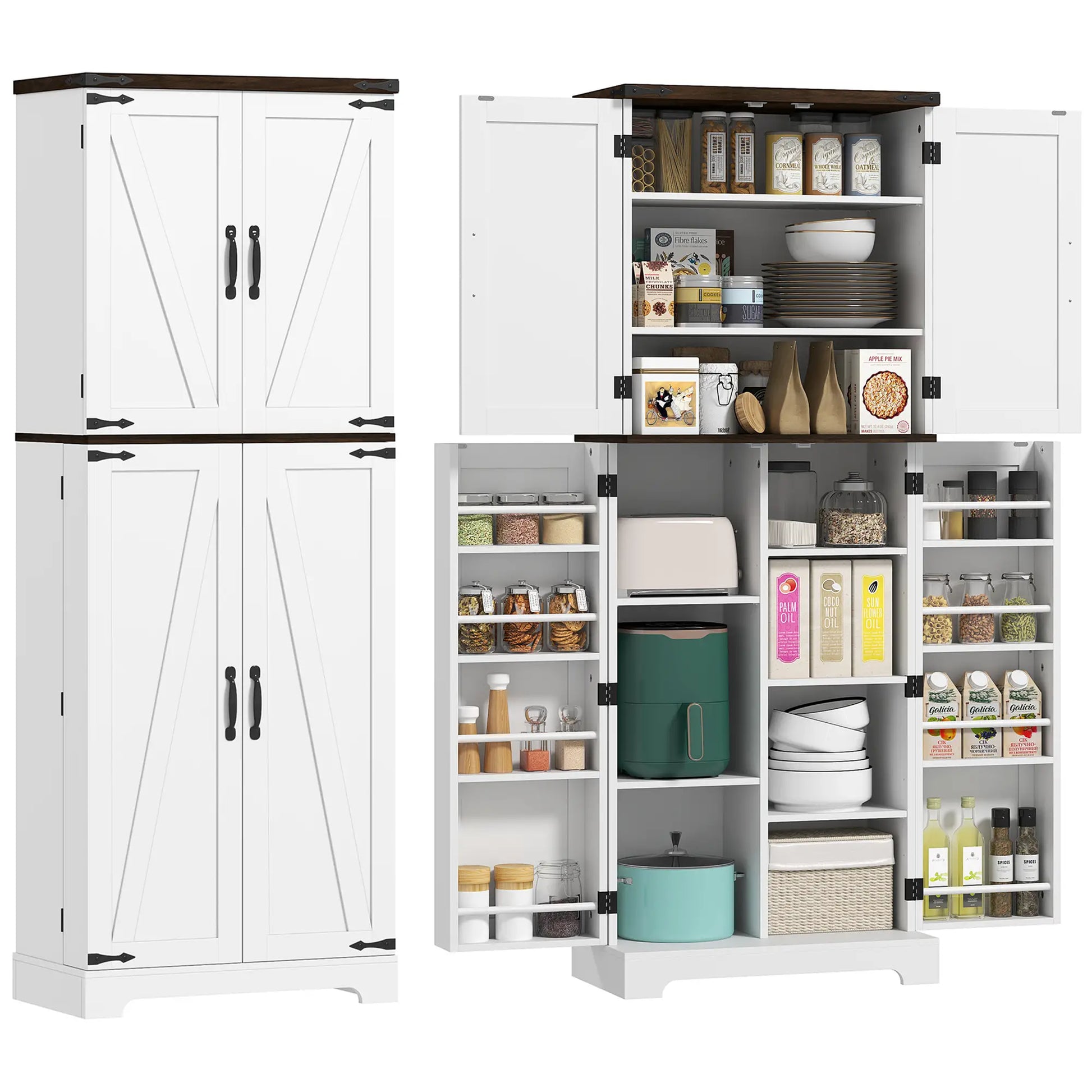 64" Tall Kitchen Pantry Cabinet, Adjustable Shelves, White Kitchen Pantry Cabinets at Gallery Canada