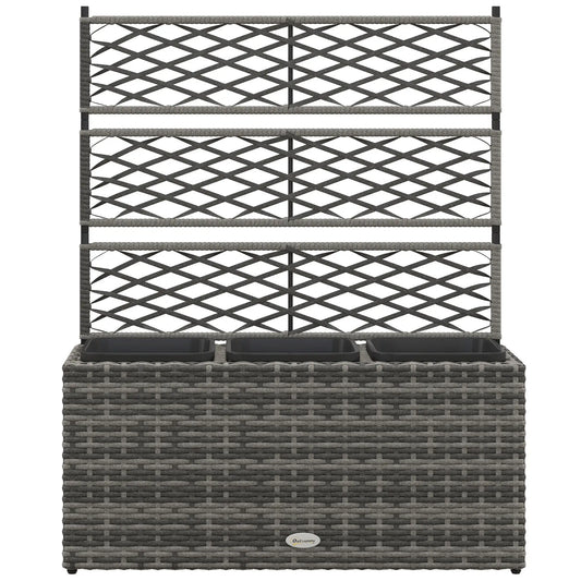 Wicker Raised Garden Bed With Trellis, 42" Tall, Mixed Grey Raised Garden Beds Mixed Grey, Black at Gallery Canada