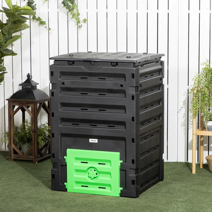 Garden Composter, 120 Gallon (450L), 80 Vents, 2 Sliding Doors, Black Outdoor Compost Bin at Gallery Canada