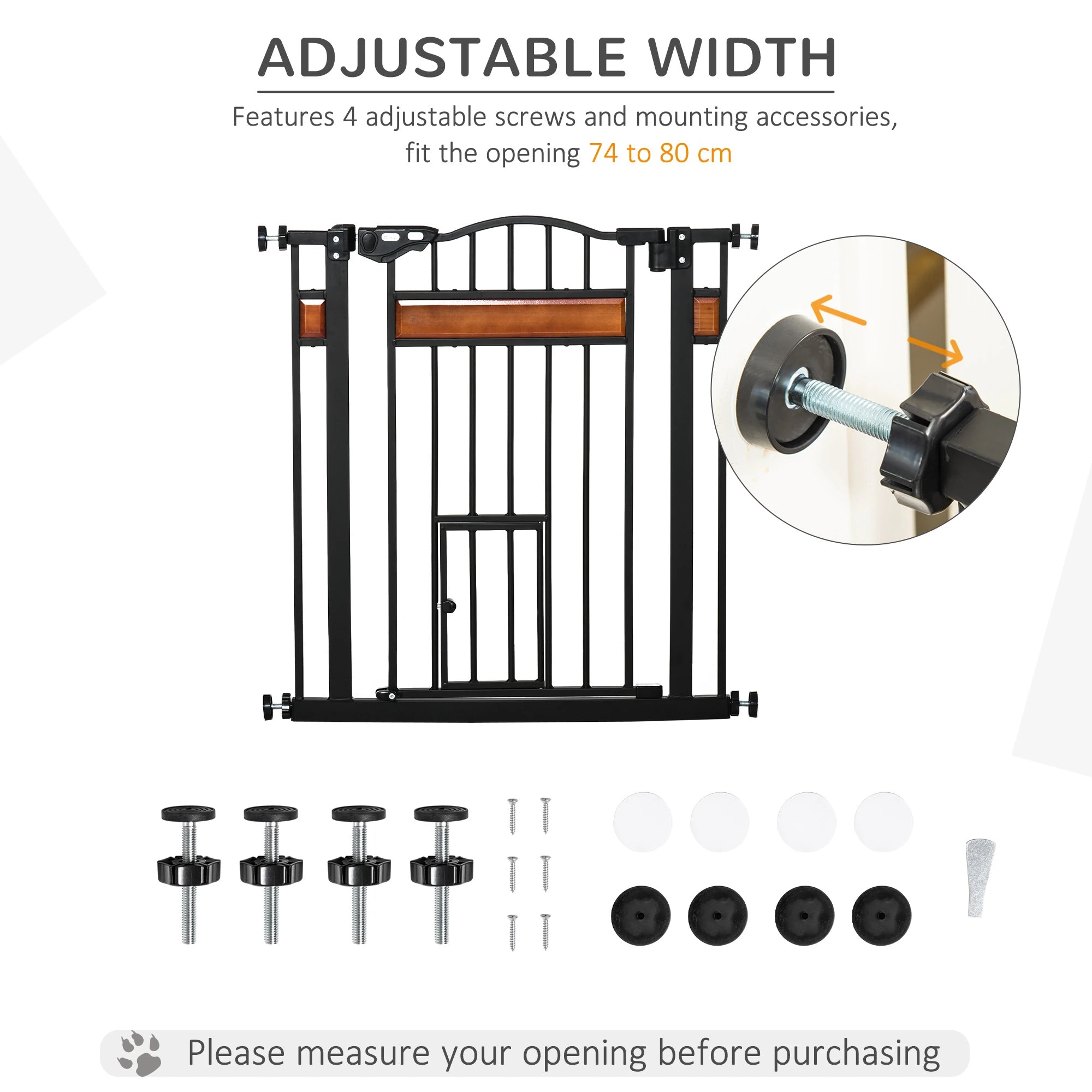 29.1''-31.5'' Wide Dog Gate with Cat Door, Auto Close, Double Lock, Black Houses, Kennels & Pens at Gallery Canada