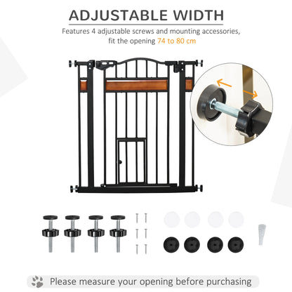29.1''-31.5'' Wide Dog Gate with Cat Door, Auto Close, Double Lock, Black Houses, Kennels & Pens at Gallery Canada