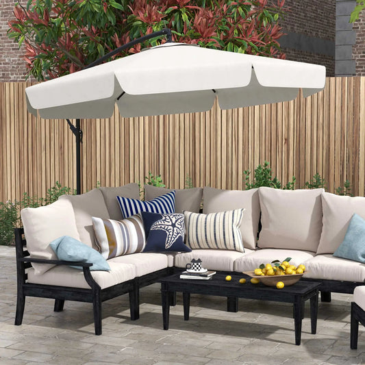 11 FT Cantilever Patio Umbrella, Cross Base, 8 Ribs, Cream White Offset Cantilever Umbrellas Cream at Gallery Canada