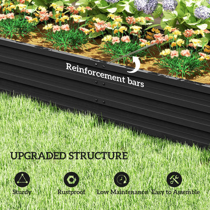 L-Shaped Raised Garden Bed, 82" x 109" x 12", Black Galvanized Steel Planter Box, Black Galvanized Planter Boxes at Gallery Canada