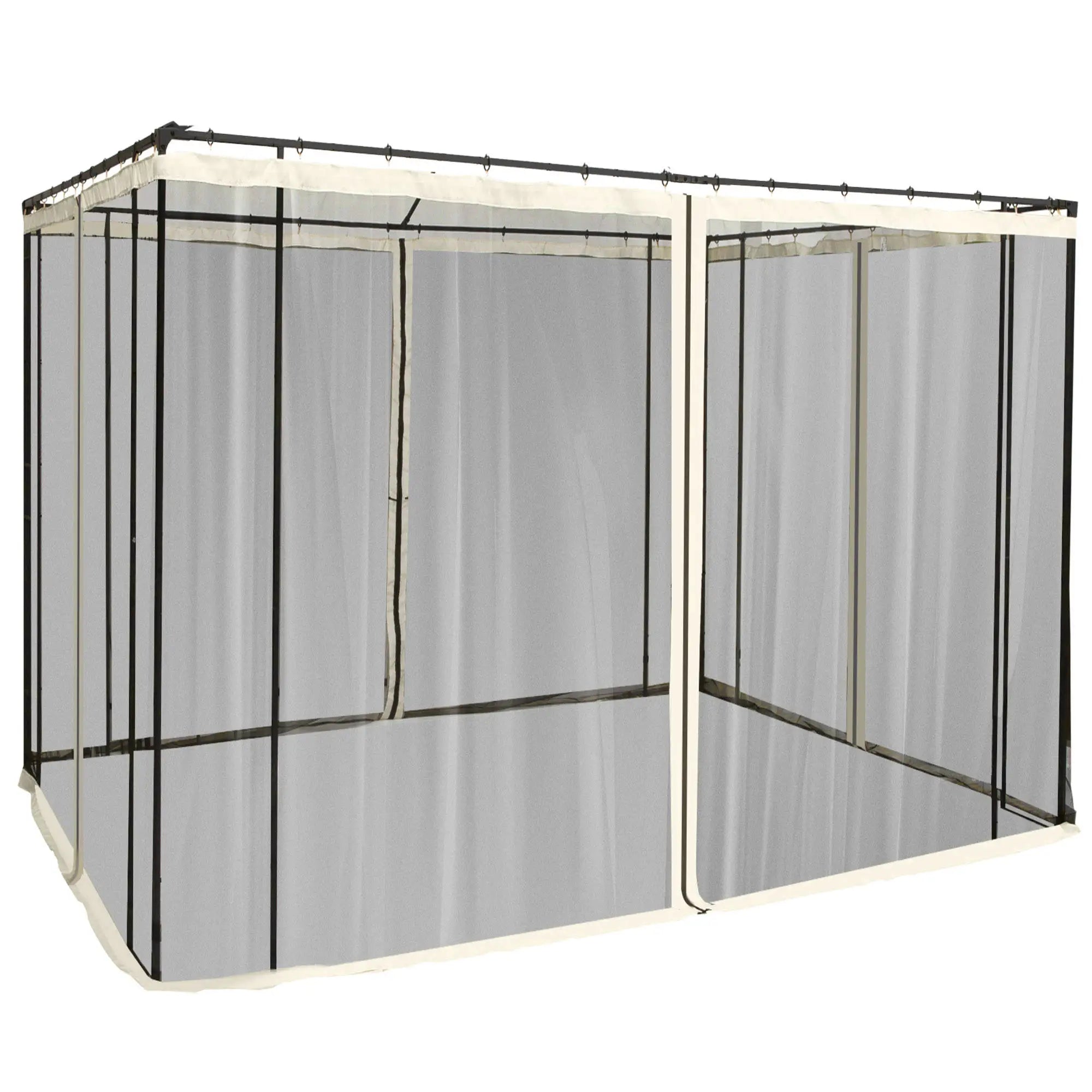 Replacement Mosquito Netting, 10' x 10', Cream White, Black Gazebo Sidewalls Black, Cream White at Gallery Canada