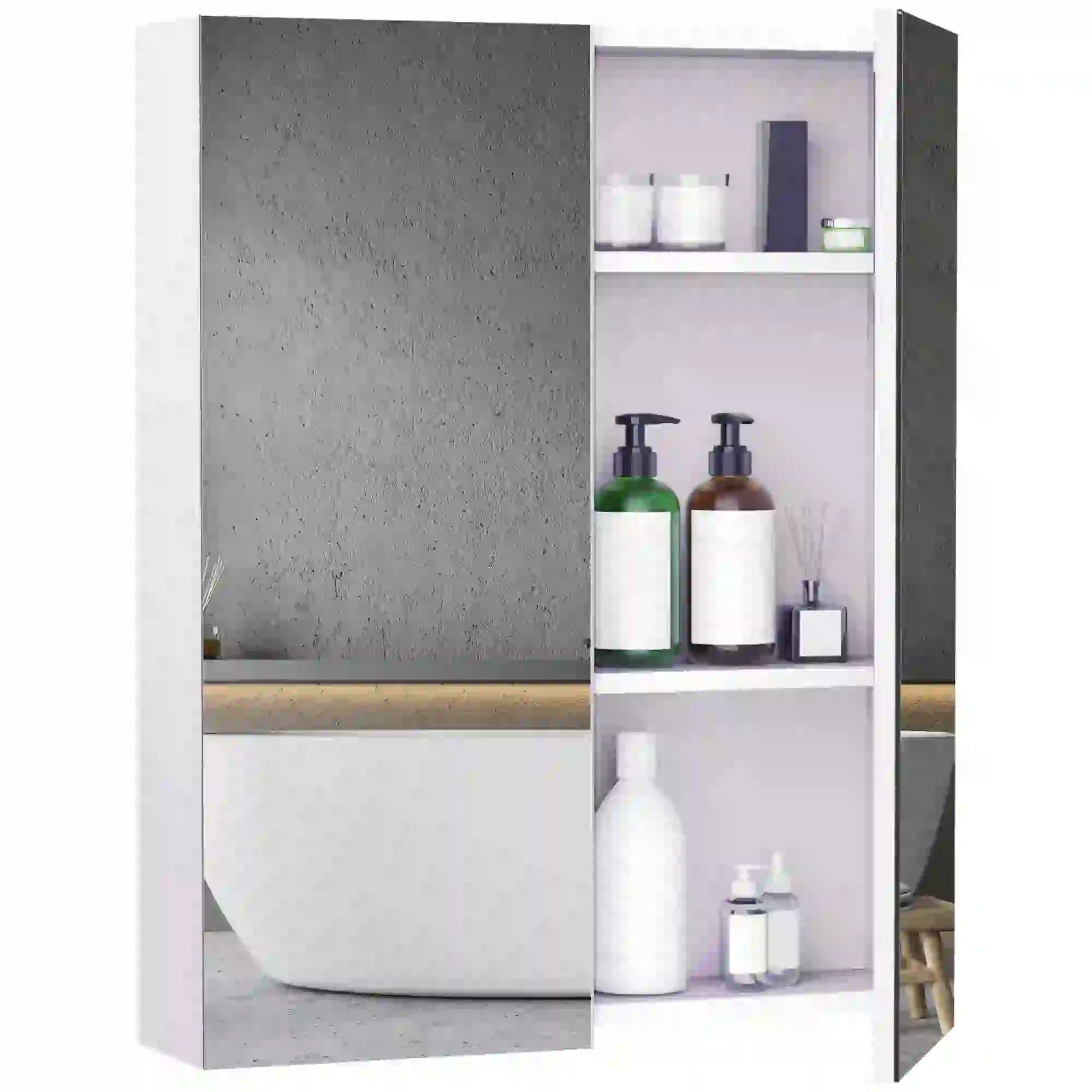 Wall Mount Medicine Cabinet with Mirror, Adjustable Shelf, Double Door, Soft Closing, 23.5
