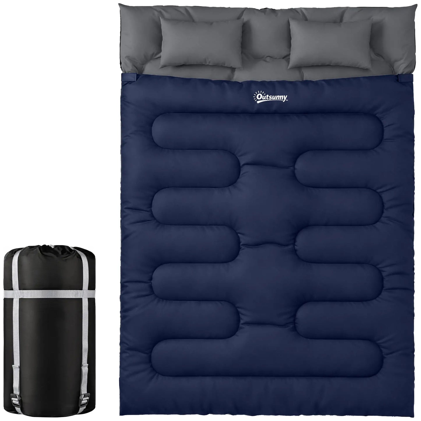 Queen Size Double Sleeping Bag For Adults, Cold Weather, Blue Camping Cots Dark Blue, Grey at Gallery Canada