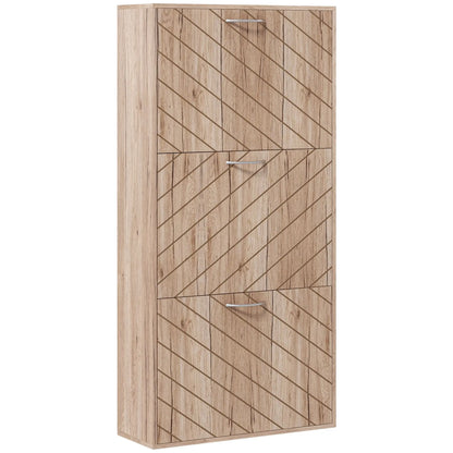 Shoe Storage Cabinet, 3 Flip Drawers, Narrow, 12 Pair Organizer, Nature Wood Shoe Storage Cabinets & Racks at Gallery Canada