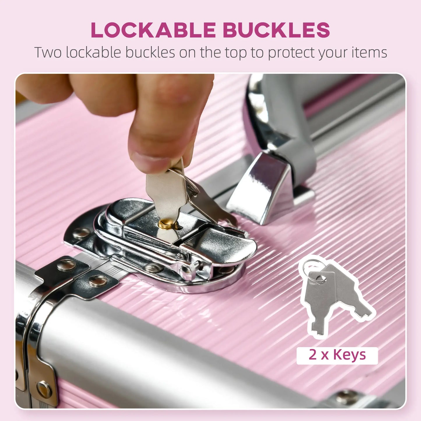 Rolling Makeup Train Case, Large Storage Cosmetic Trolley, Lockable Traveling Cart Trunk with Folding Trays, Swivel Wheels Makeup Cases at Gallery Canada