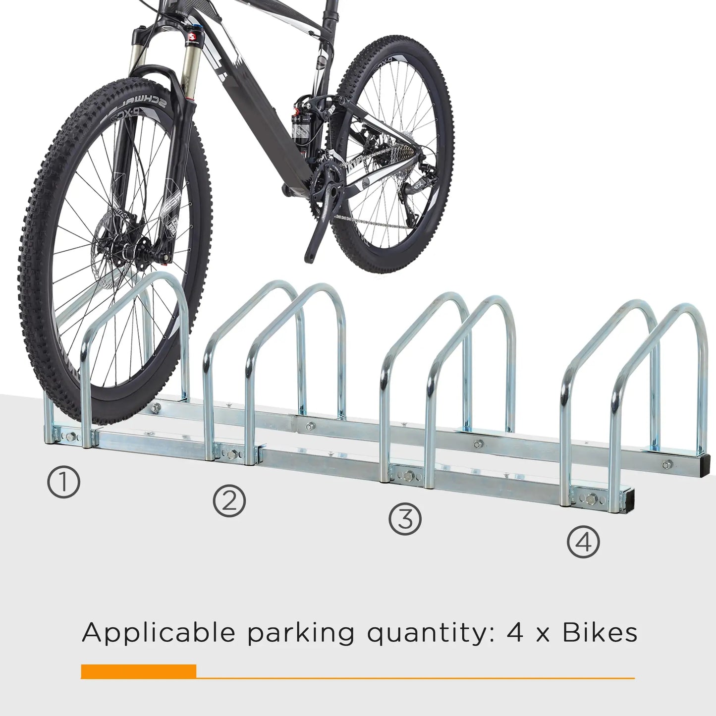 4-Bike Floor Parking Rack, Cycling Storage Stand, Garage Organizer, Silver Bike Parking Stands at Gallery Canada