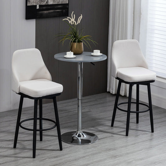 Extra Tall Bar Stools Set of 2, Modern 360° Swivel Barstools, Dining Room Chairs with Steel Legs Footrest, Cream White - Gallery Canada