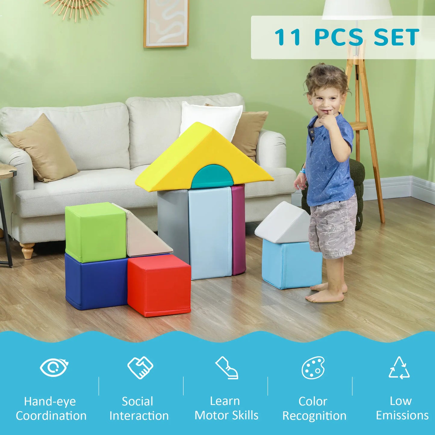 11 Piece Soft Play Blocks Kids Climb and Crawl Gym Toy Foam Building Light Colour Kids Gym & Playmats at Gallery Canada