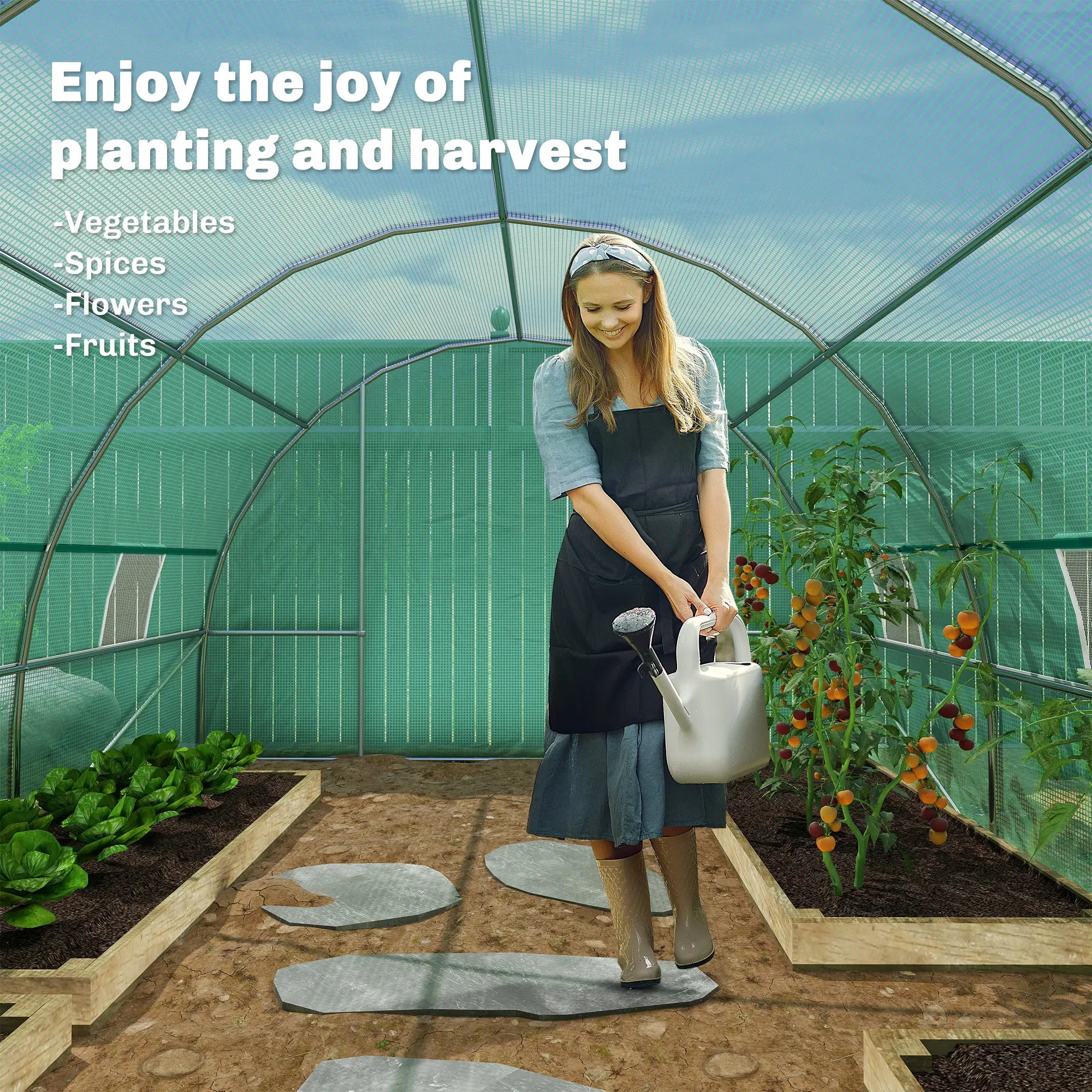 26' x 10' x 6.6' Walk in Tunnel Greenhouse, Steel Frame Walk In Greenhouses at Gallery Canada