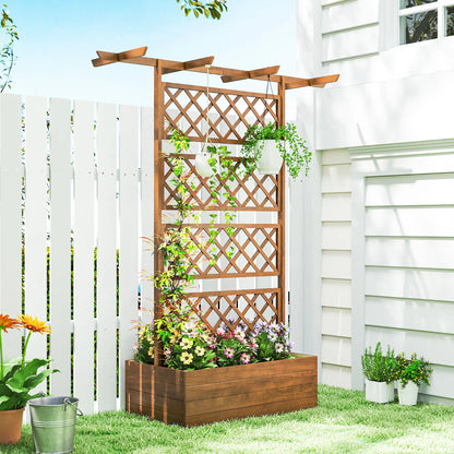 Wooden Planter with Trellis, Raised Garden Bed, Orange Raised Garden Beds at Gallery Canada
