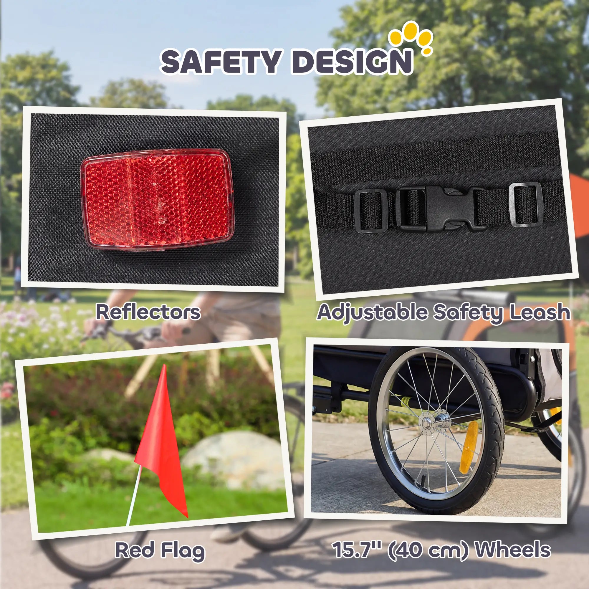 Dog Bike Trailer, Pet Cart Carrier With 2 Doors, Large Wheels, Safety Flag Dog Bike Trailers & Strollers at Gallery Canada