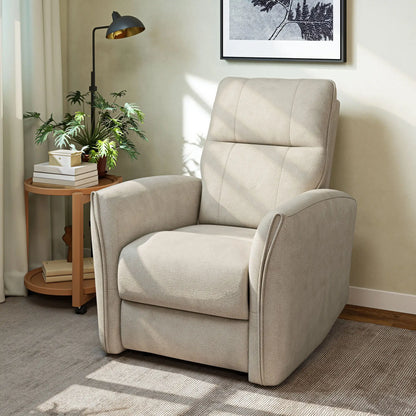 Power Recliner Chair, Fabric Upholstered, USB Ports, Footrest, Beige Sofas & Reclining Chairs at Gallery Canada