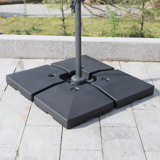 4 Pieces Base Weight Stand, Heavy Duty Square Offset Cantilever Umbrella Stand Weighted Base, Total 264Lbs Sand/ 176Lbs Water Filled - Gallery Canada