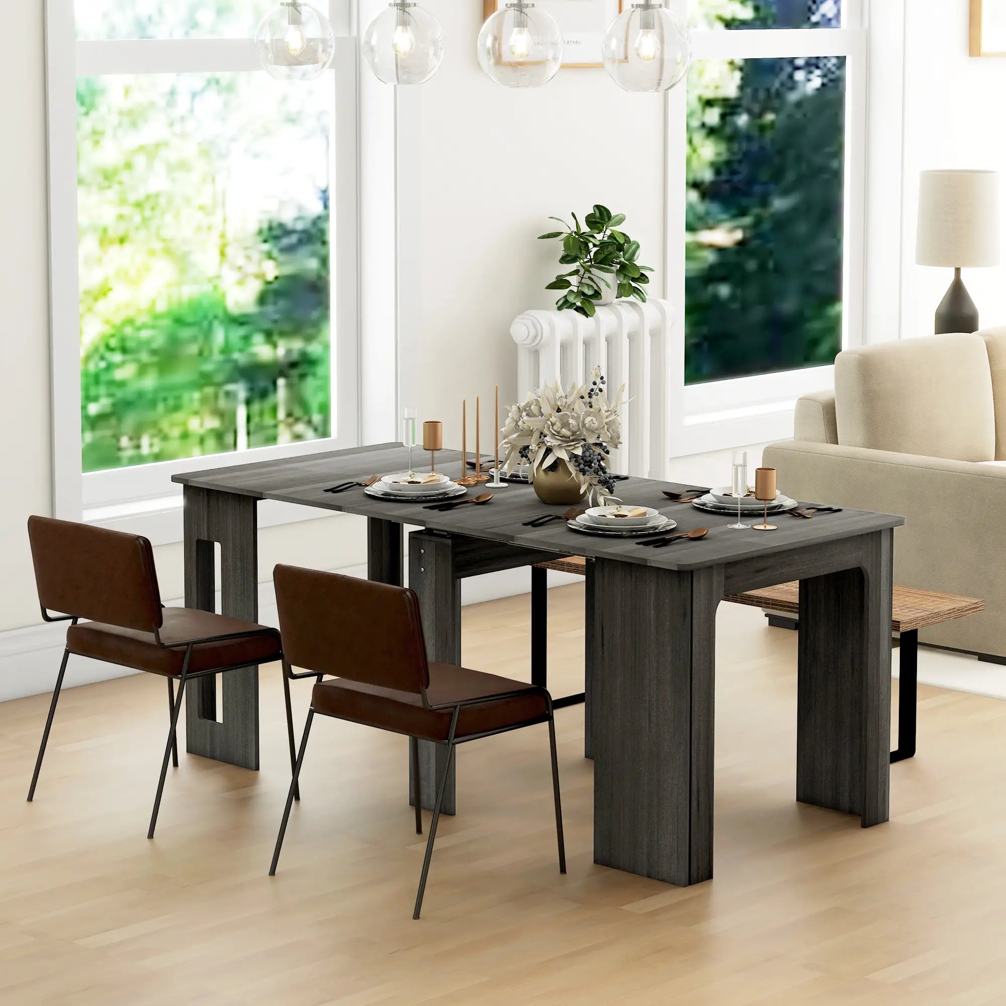 Extendable Dining Table, Expandable Kitchen Table, Seats 6, Grey Dining Tables at Gallery Canada